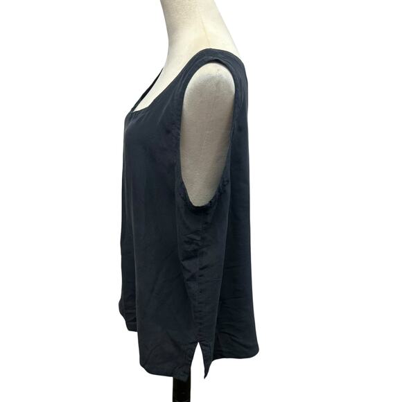 Quiet‎ Luxury Black Silk Tank Top Ellen Ashley Minimalist XL - Picture 2 of 5